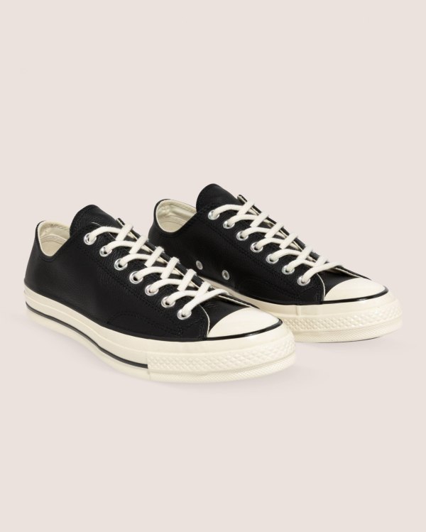 Converse Chuck 70 Seasonal Leather Sort Sko Danmark - Converse Lave Sneakers Herre - 52614RELV